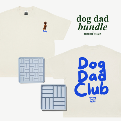 FTDS bundle: custom tee + 3-in-1 parquet slow feeder sky