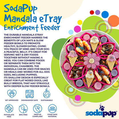SodaPup - Mandala Enrichment Dog Slow Feeder Tray - Pink