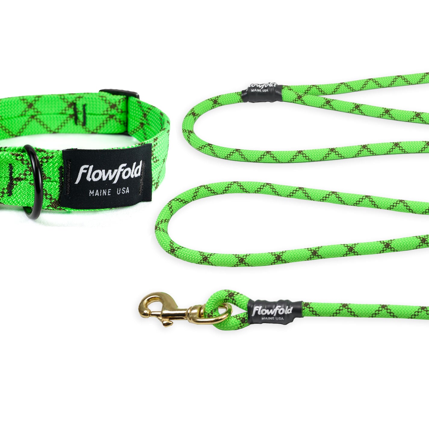 Flowfold - Recycled Climbing Rope Dog Collar - Green