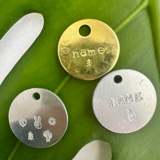 Hand-Stamped Pet Name Tags