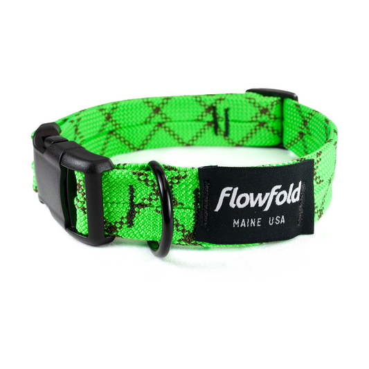 Flowfold - Recycled Climbing Rope Dog Collar - Green